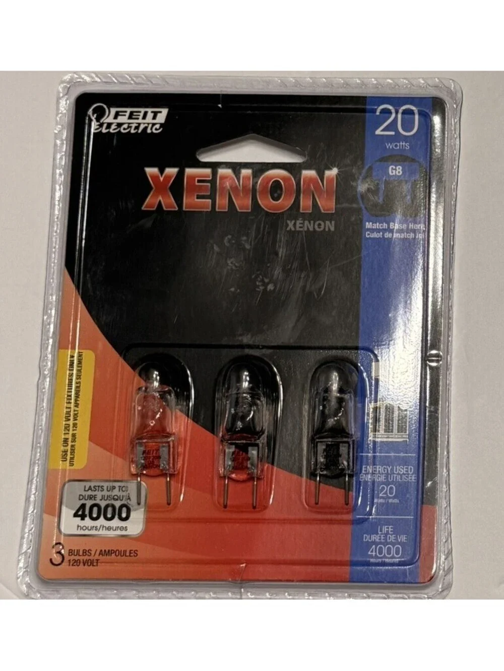 LOT (2)Feit Electric 20 Watt Xenon G8 Bulb 2-Pack. 6 Bulbs TOTAL - New, Sealed